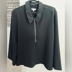 Reitmans Black Zip-Up Button Down Shirt